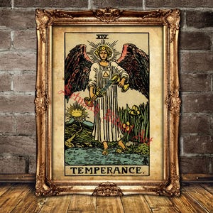 The Temperance Tarot print, Balance, moderation, patience, purpose, magick, Tarot occult poster, mystic art, esoteric home decor #396.14