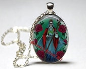 Santa Muerte necklace, Death Reaper, Voodoo amulet, Day of the Dead occult medallion, ritual jewelry, Saint Death, skull art, morte #435.1