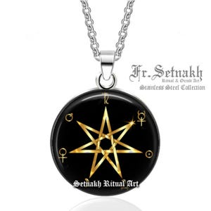 7 Pointed Fairy Star With Planet Signs talisman, Seven Planets Septagram, Astrology jewelry, Planet necklace, Magic jewellery, Witch #535