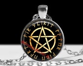 Pentagram pendant, pagan necklace, paganism jewelry, protection talisman, witch necklace, nature jewelry, magic rune amulet #248