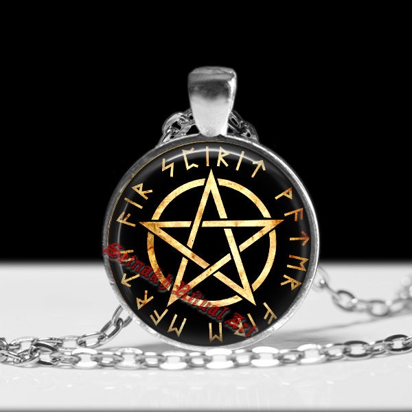 Pentagram pendant, pagan necklace, paganism jewelry, protection talisman, witch necklace, nature jewelry, magic rune amulet #248