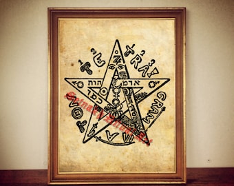 Tetragrammaton by Eliphas Levi print, magick illustration poster, occult print antique rustic vintage home living room altar decor #152