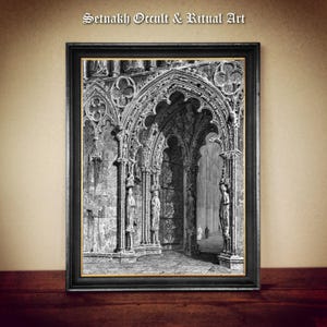 Print van de kathedraal van Lichfield, gotische architectuur, occulte woondecoratie #VIC10
