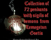 Collection set of 72 pendants with sigils of demons from Lemegeton - Goetia, King Solomon Seals, ritual necklace, occult jewelry, magick
