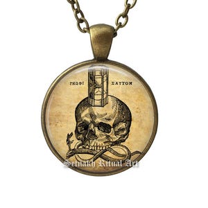 Pingente Talismã Caveira e Serpente – Colar Oculto Ouroboros #A5