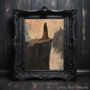 Dark Fantasy Art Print – Gothic Woman in Despair, Emotional Decor #SV36 画像 1