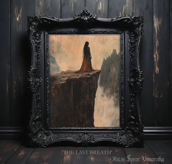 Dark Fantasy Art Print – Gothic Woman in Despair, Emotional Decor #SV36