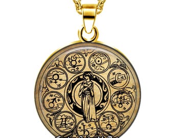 Planetary Glyphs Talisman Necklace – Dante Alighieri, Astrological Amulet #561