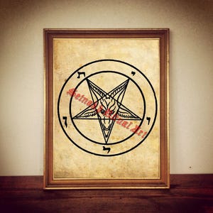 Satanic goat poster, Inverted pentagram print, Sigil of Baphomet art, Goat of Mendes illustration, occult art, home decor, Satan, Lucifer #5