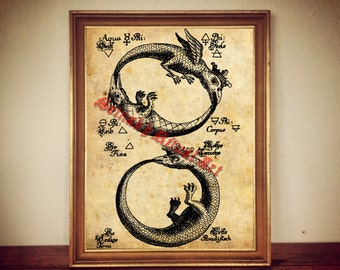 Ouroboros Print Alchemy Snake Symbol Alchemical | Etsy