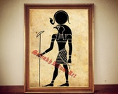 Ancient egyptian God of Sun depiction, RA print illustration poster | occult print, antique rustic vintage home decor, altar 157