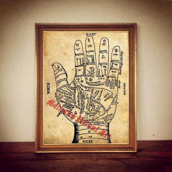 Palmistry #1 Vintage illustration palm reading zodiac occult wall print poster