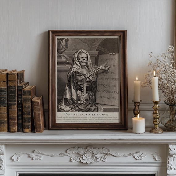 Memento Mori Print, Vintage Skeleton Art, Gothic Home Decor #13