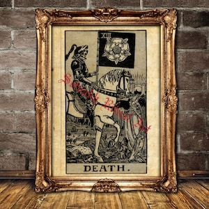 Death Tarot card poster, Endings, change, inner transformation, transition, tarot reading, occult poster, mystic wall decor #396.13