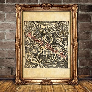 Duivelposter, heksenkunstafdruk, satanische poster, occult interieur, esoterische muurkunst, duivelposter #430