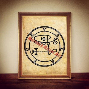6 Valefor demon seal print, Goetia sigil poster, Lemegeton demon, The Lesser Key, occult pentacle, ritual, summoning demons, canvas #104.6