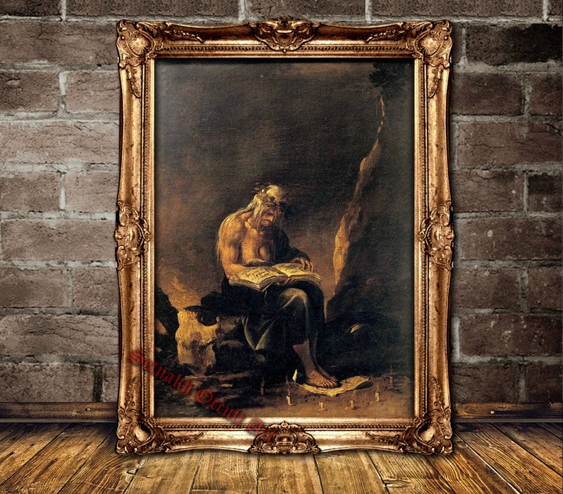 La Strega print, The old Witch at cave casting spells, occult print, witchcraft, dark art poster, sorcery, black magic  #W7
