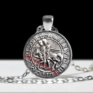 Knights Templar Tempelritter Siegel Anhänger, Tempelritter Münzkette, okkulter Schmuck, Knights Templars, Tempelritter Siegel #78