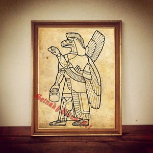 Anunnaki Print, Vintage Sumerian Illustration, Occult Decor #143