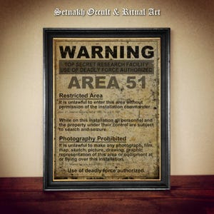 Area 51 Warning sign print, USA, UFO poster, military, ufology, conspiracy print, Alien art print, poster, #UF10