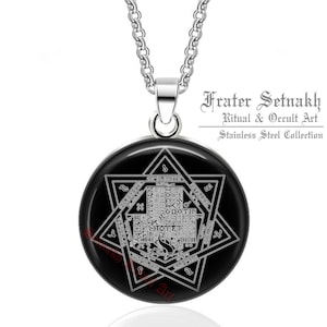 Pingente de aço inoxidável Omen Antiquitatum, talismã John Dee Necronomicon #NEC7