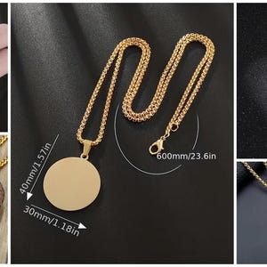 a collage of photos showing different types of necklaces