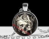 Occult skull pendant, skull and snake necklace, skeleton jewelry, magic necklace, esoteric jewelry, occult art, memento mori #222