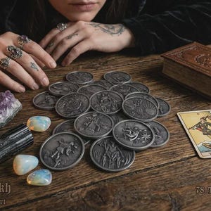 From Cards to Coins – 78 Tarot Icons in Solid Metal – A Bold Gift for Spiritual Seekers! Order your set now! Perfect for Tarot Reading!