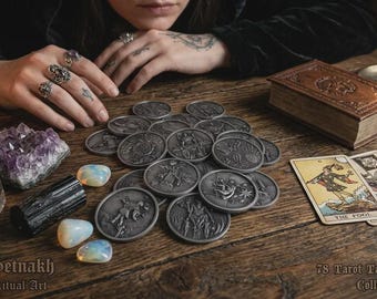 From Cards to Coins – 78 Tarot Icons in Solid Metal – A Bold Gift for Spiritual Seekers! Order your set now! Perfect for Tarot Reading!
