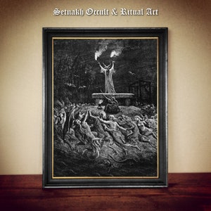 Arte mural de brujas: Sabbath de Gustave Dore. Decoración del hogar wiccana. Póster antiguo ocultista, academia oscura, hechizos, rituales, inspiración para el altar n.° 205