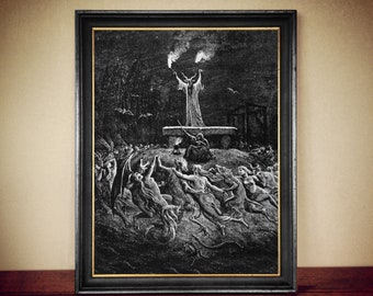 Sabbath by Gustave Dore, Sabbath print, occult print, occult poster, occult illustration, occult home decor, dark art, occult art  205