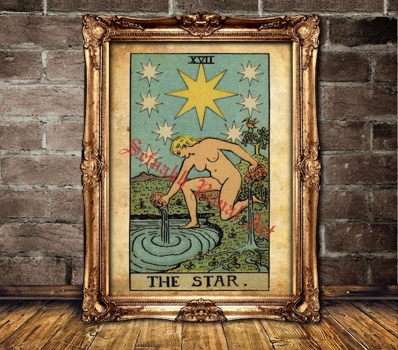 The Star Tarot Card Print, Rider-Waite Deck, Occult Home Decor #396.17