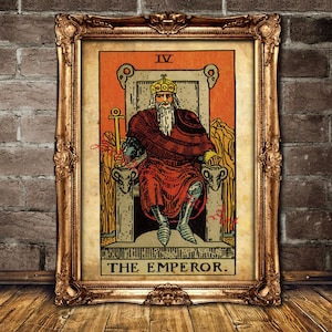 The Emperor Tarot card print, Authority, establishment, structure, a father figure, tarot poster, occult poster, Rider Waite cards #396.4