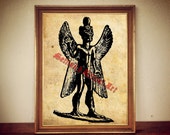 228# Pazuzu print, babylonian demon illustration, Pazuzu poster, Exorcist poster, occult print, ancient assyrian decor,