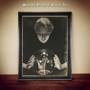 Impresión de Lee Miller con bola de cristal, tamaño mediano, fotografía espiritual, arte oscuro, ocultismo, regalo gótico, decoración del hogar de brujas, brujería n.° W94
