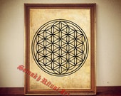 Flower of Life print, antique sacred geometry print, magic illustration, vintage, harmony poster, vintage home decor magick nature #94