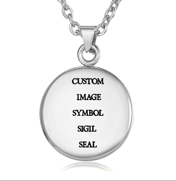 Custom pendant with your symbol & image - Custom talisman - Customisable necklace - Design Engraved in Stainless Steel 3 cm Diameter Pendant