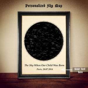 Personalized Sky Map Print, Custom Star Map Poster, Night Sky Art for Child Birth, Anniversary, Unique Celestial Wall Decor #CE6.2