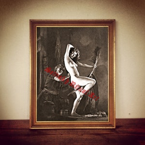 Occulte kunst, &quot;Voorbereiding voor Sabbat&quot; door Mortensen, occulte poster, heksenprint, heksenhuisdecor, heksenkunst, magische illustratie 202