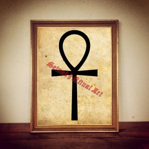 Ankh print, egyptian cross illustration, key of life poster, occult decor, ankh art, magic home decor, vampire symbol #269