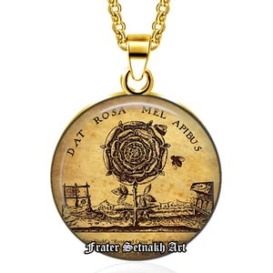 Rosicrucian Rose Talisman – Alchemical Magic Pendant Necklace #167