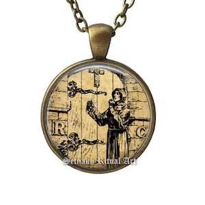 Pendentif talisman rosicrucien, R+C, bijoux mystiques occultes #A11