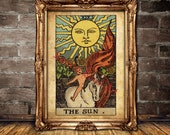 The Sun Tarot print, Positivity, fun, warmth, success, vitality, magic print, occult poster, mystic home decor #396.19