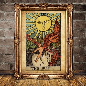 The Sun Tarot print, Positivity, fun, warmth, success, vitality, magic print, occult poster, mystic home decor #396.19