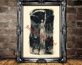 The reaper print, death poster, horror illustration, skeleton art, occult print, skull, gothic gift, home decor #527