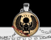 Egyptian pendant, sacred scarab jewelry, beetle necklace #158