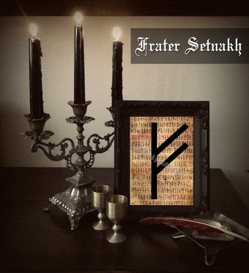 magical illustration norse magick viking home decor rune illustration magic Ansuz print occult canvas poster #339.4 Elder Futhark art