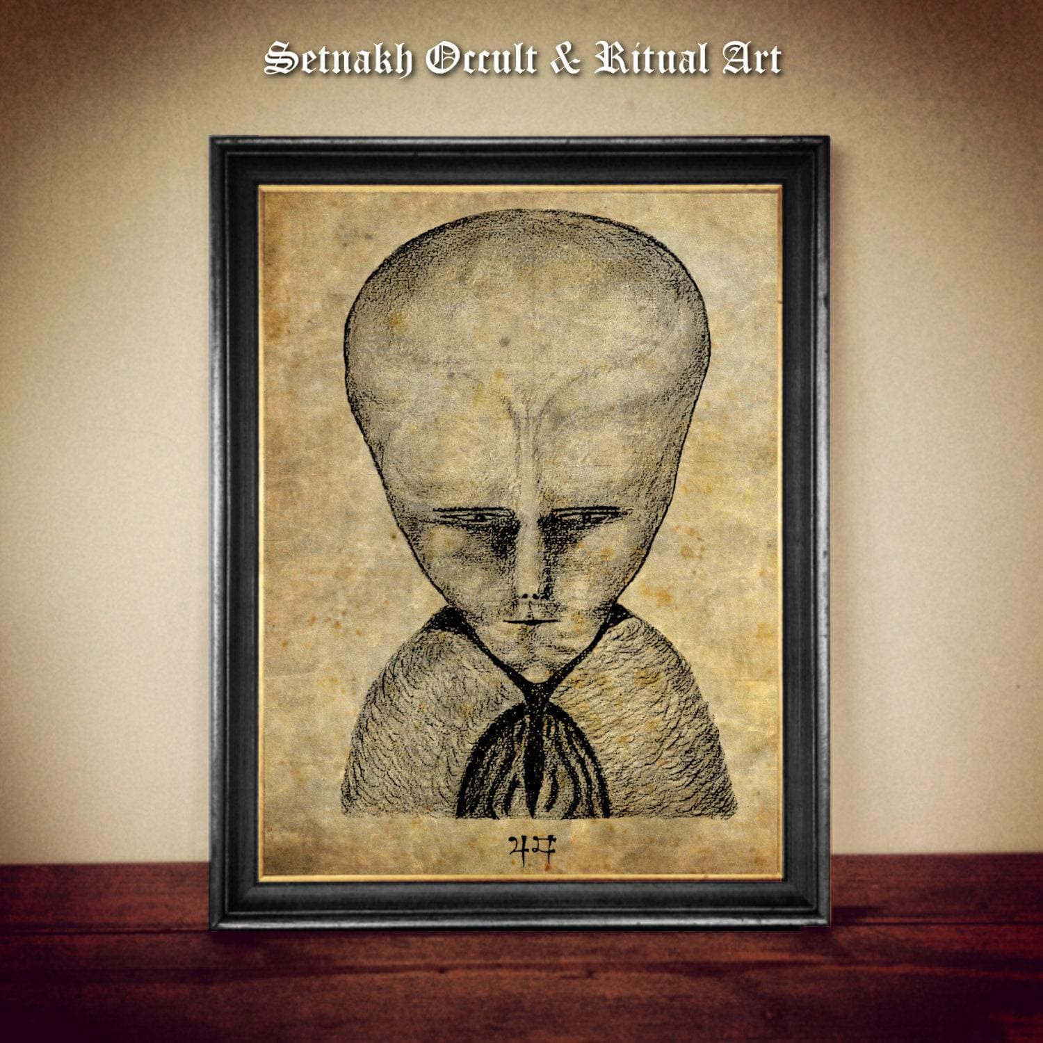 Lam Drawing Created by Occultist Aleister Crowley, Thelemic Print