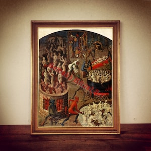 Hell print, Devil in Hell poster, demonic art, occult home decor, demonology, satanic art, Satan in Hell, sinners  #406