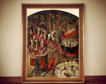 Hell Art Print, Vintage Demonic Occult Home Decor #406